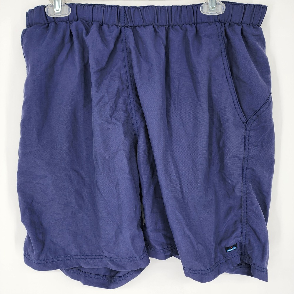 KAVU Mens River Short Pocket Drawstring‎ Lined Swimming Shorts Sz Large Blue EUC